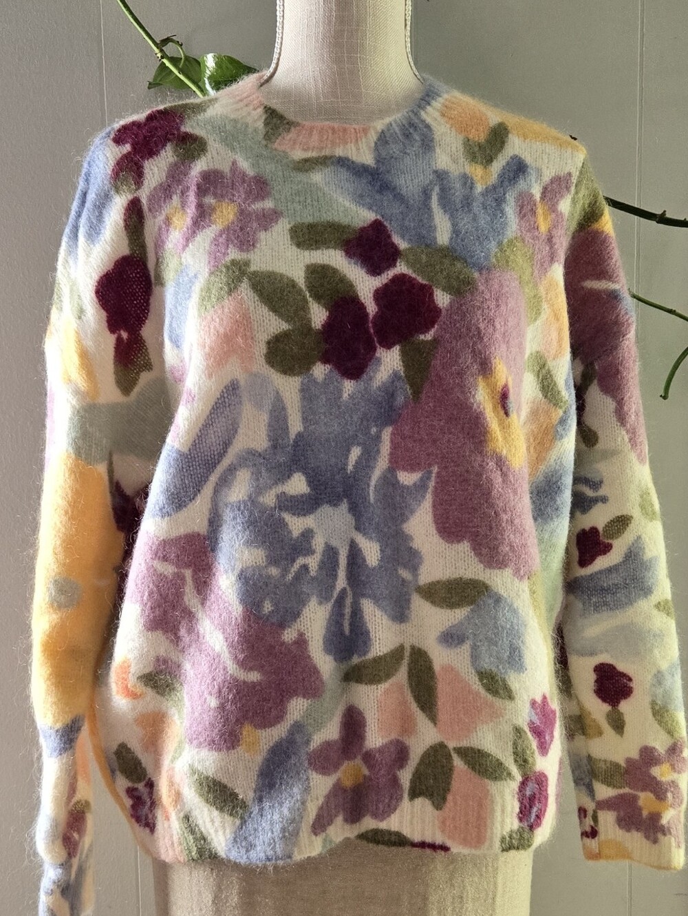 Sezane Pastel Floral Crewneck Sweater